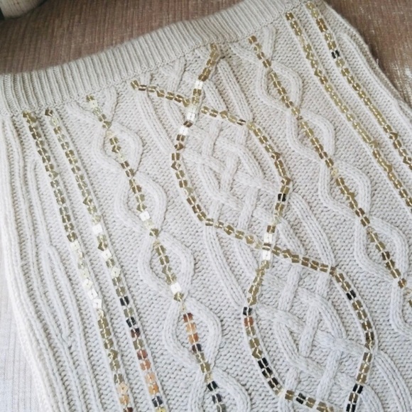 VS MODA International Knit Embellished Sweater Mini Skirt Ivory Size Small - Picture 5 of 9